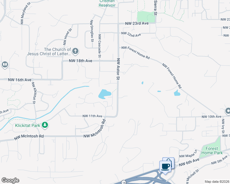 map of restaurants, bars, coffee shops, grocery stores, and more near 2520 Northwest 12th Circle in Camas