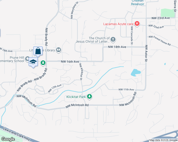 map of restaurants, bars, coffee shops, grocery stores, and more near 3437 Northwest 14th Avenue in Camas