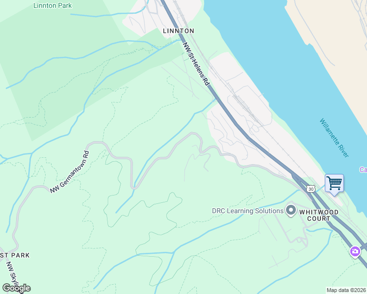 map of restaurants, bars, coffee shops, grocery stores, and more near 9924 Northwest Germantown Road in Portland