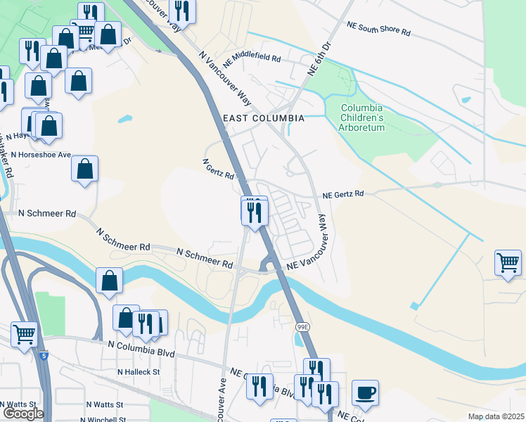 map of restaurants, bars, coffee shops, grocery stores, and more near 244 Fox Run in Portland