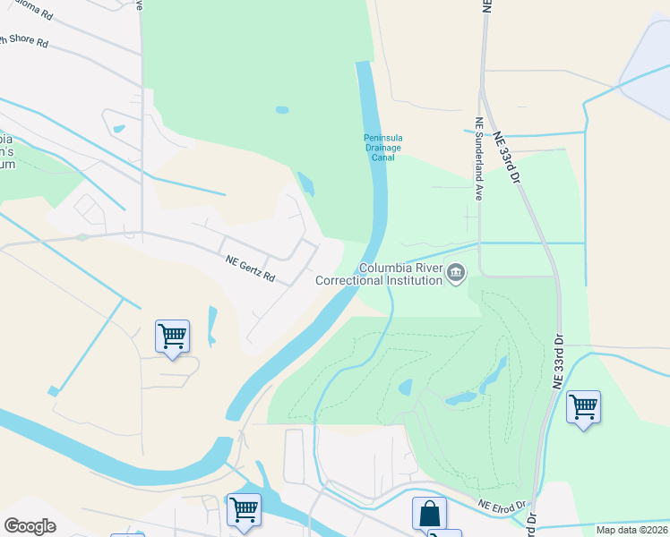 map of restaurants, bars, coffee shops, grocery stores, and more near 9220 Northeast Levee Road in Portland