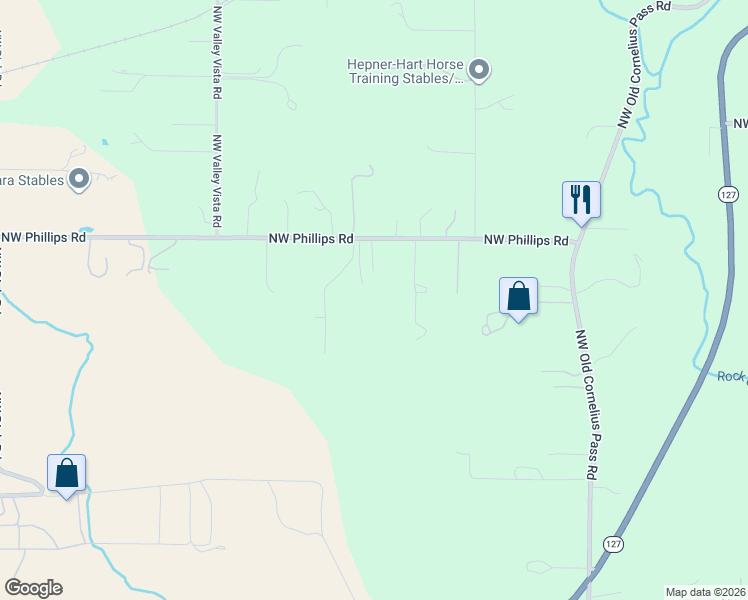 map of restaurants, bars, coffee shops, grocery stores, and more near 19758 Northwest Phillips Road in Hillsboro