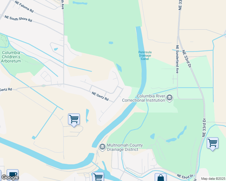 map of restaurants, bars, coffee shops, grocery stores, and more near 2027 Northeast Blue Heron Drive in Portland