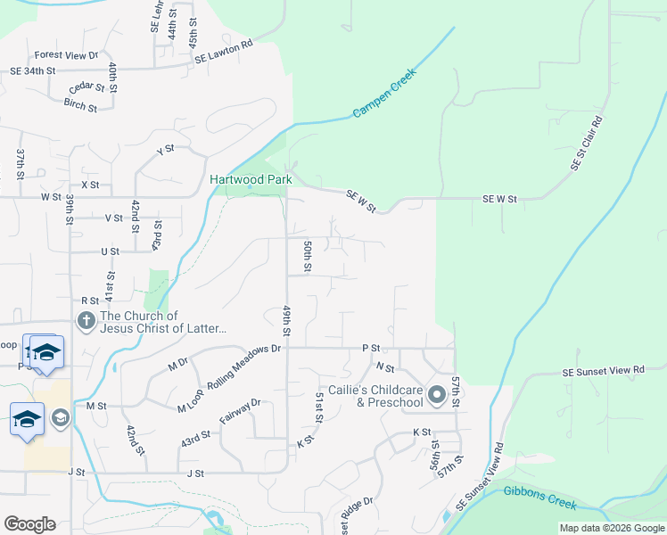 map of restaurants, bars, coffee shops, grocery stores, and more near 5103 S Street in Washougal