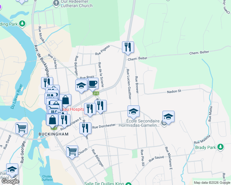 map of restaurants, bars, coffee shops, grocery stores, and more near 467 Impasse Bourbonnais in Gatineau