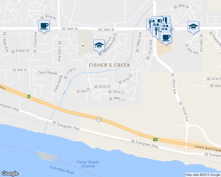 map of restaurants, bars, coffee shops, grocery stores, and more near Southeast 41st Drive in Vancouver