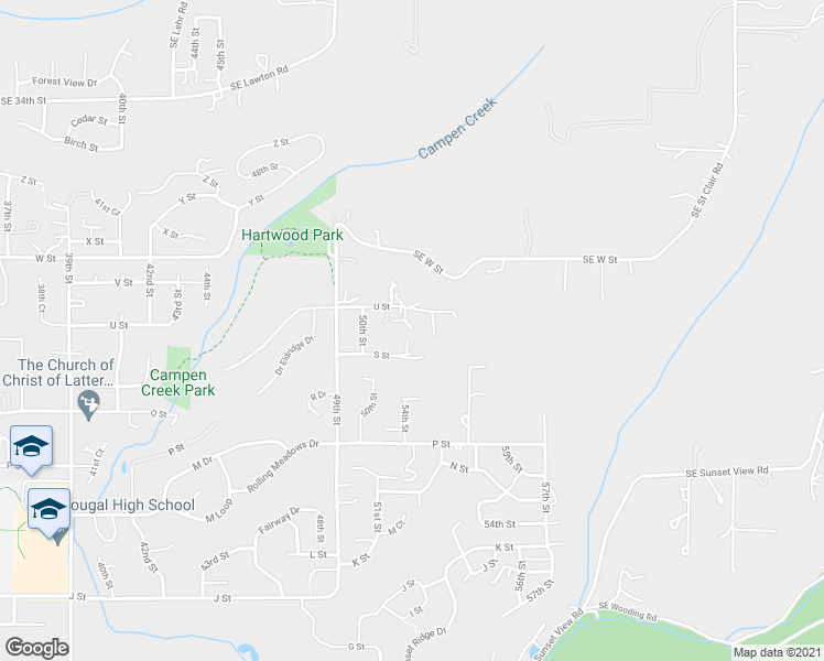 map of restaurants, bars, coffee shops, grocery stores, and more near 1761 52nd Court in Washougal