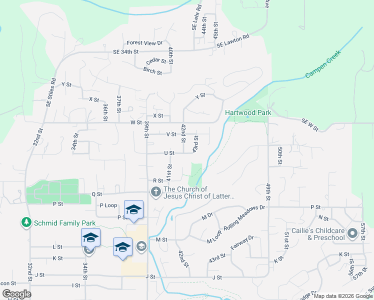 map of restaurants, bars, coffee shops, grocery stores, and more near 2132 42nd Street in Washougal