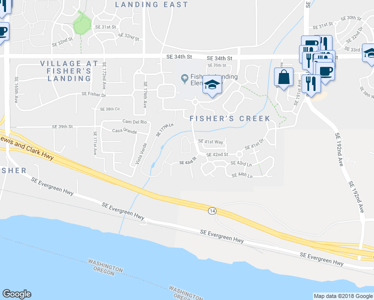 map of restaurants, bars, coffee shops, grocery stores, and more near 17917 Southeast 41st Loop in Vancouver
