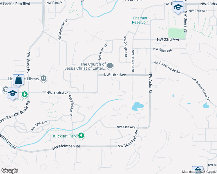 map of restaurants, bars, coffee shops, grocery stores, and more near 3010 Northwest 18th Avenue in Camas