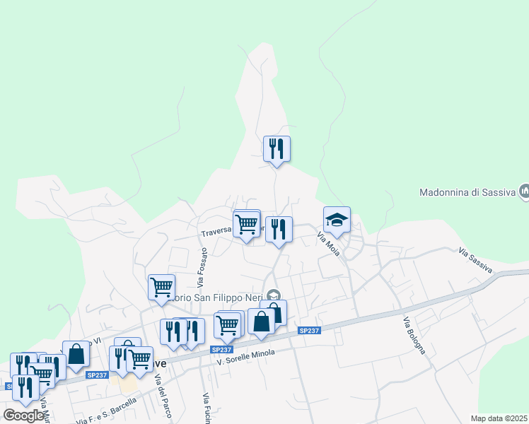 map of restaurants, bars, coffee shops, grocery stores, and more near 6 Via Ospitale in Nave