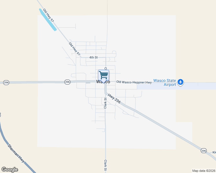 map of restaurants, bars, coffee shops, grocery stores, and more near 1013 Clark Street in Wasco