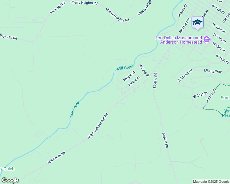 map of restaurants, bars, coffee shops, grocery stores, and more near 2616 Bennett Way in The Dalles