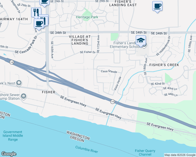 map of restaurants, bars, coffee shops, grocery stores, and more near 11 Camino Del Rio in Vancouver