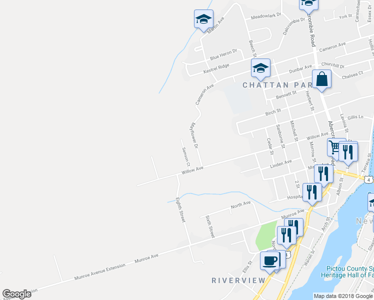 map of restaurants, bars, coffee shops, grocery stores, and more near 29 Samson Court in New Glasgow