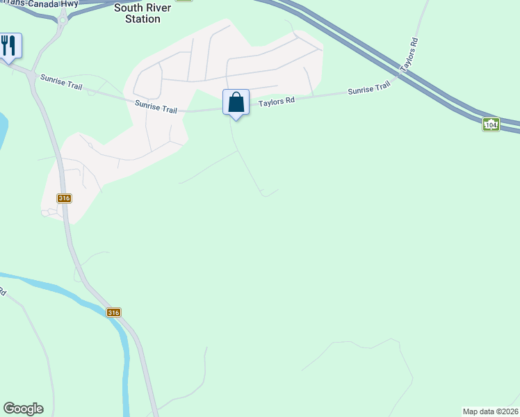 map of restaurants, bars, coffee shops, grocery stores, and more near 86 Angus Macquarrie Drive in Antigonish