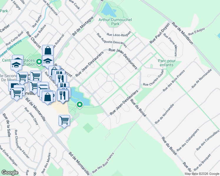 map of restaurants, bars, coffee shops, grocery stores, and more near 640 Rue Paul-Doyon in Boucherville
