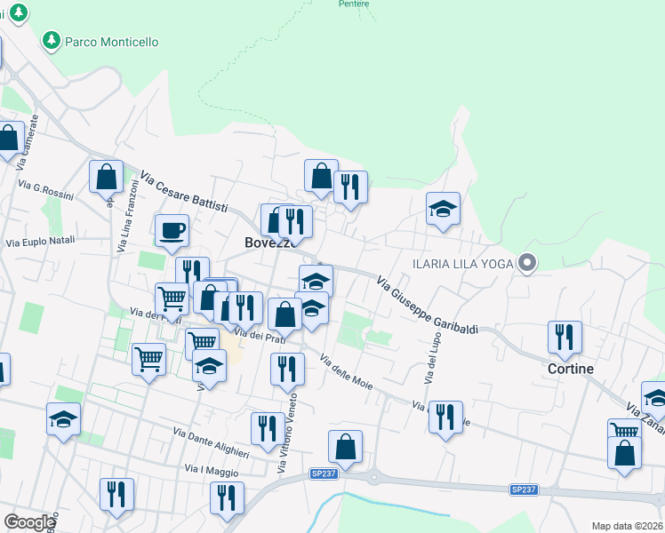 map of restaurants, bars, coffee shops, grocery stores, and more near 2 Via Guglielmo Marconi in Bovezzo