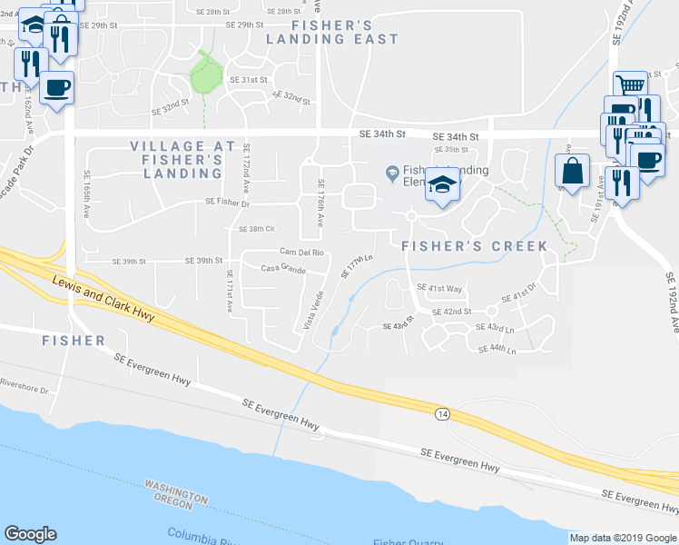 map of restaurants, bars, coffee shops, grocery stores, and more near 56 Vista Verde in Vancouver