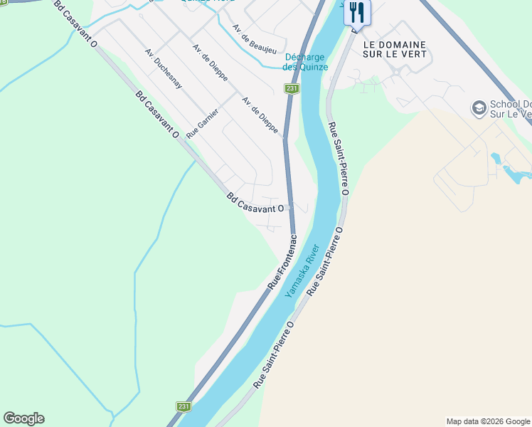 map of restaurants, bars, coffee shops, grocery stores, and more near 8073 Boulevard Casavant Ouest in Saint-Hyacinthe