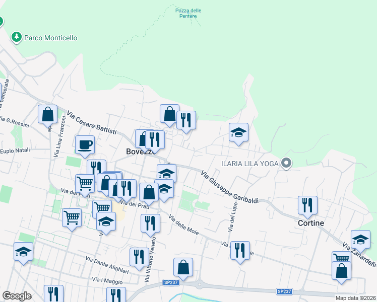 map of restaurants, bars, coffee shops, grocery stores, and more near 2 Via Guglielmo Marconi in Bovezzo