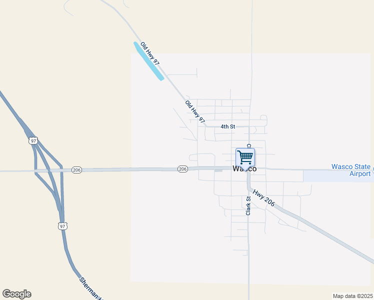 map of restaurants, bars, coffee shops, grocery stores, and more near 415 Barnett Street in Wasco