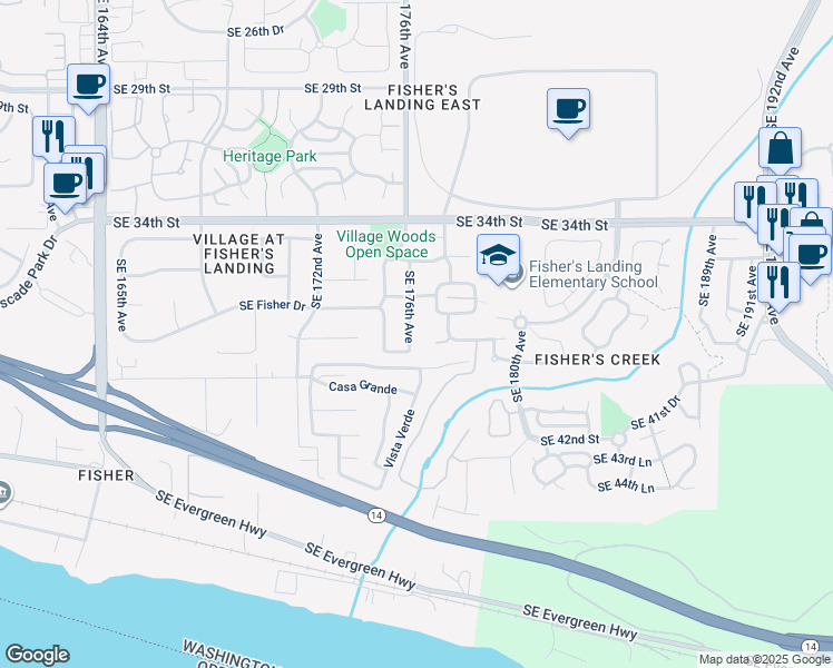 map of restaurants, bars, coffee shops, grocery stores, and more near 3702 Southeast 177th Avenue in Vancouver
