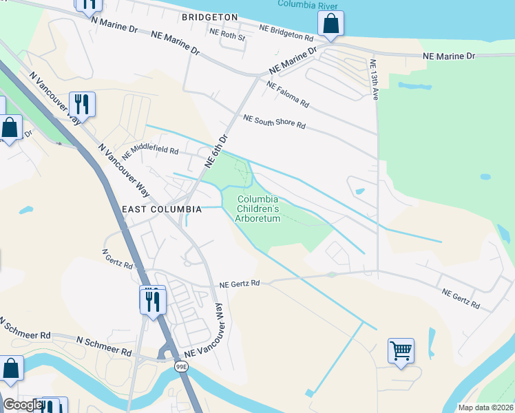 map of restaurants, bars, coffee shops, grocery stores, and more near 10040 Northeast 6th Drive in Portland