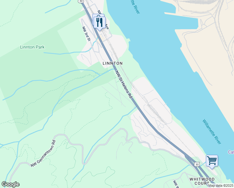 map of restaurants, bars, coffee shops, grocery stores, and more near 9991 Northwest Wilark Avenue in Portland