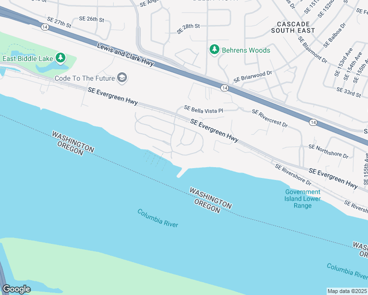 map of restaurants, bars, coffee shops, grocery stores, and more near 14025 Southeast 35th Loop in Vancouver