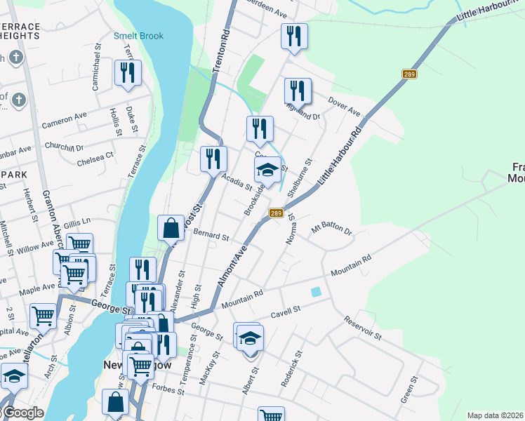 map of restaurants, bars, coffee shops, grocery stores, and more near 264 Almont Avenue in New Glasgow