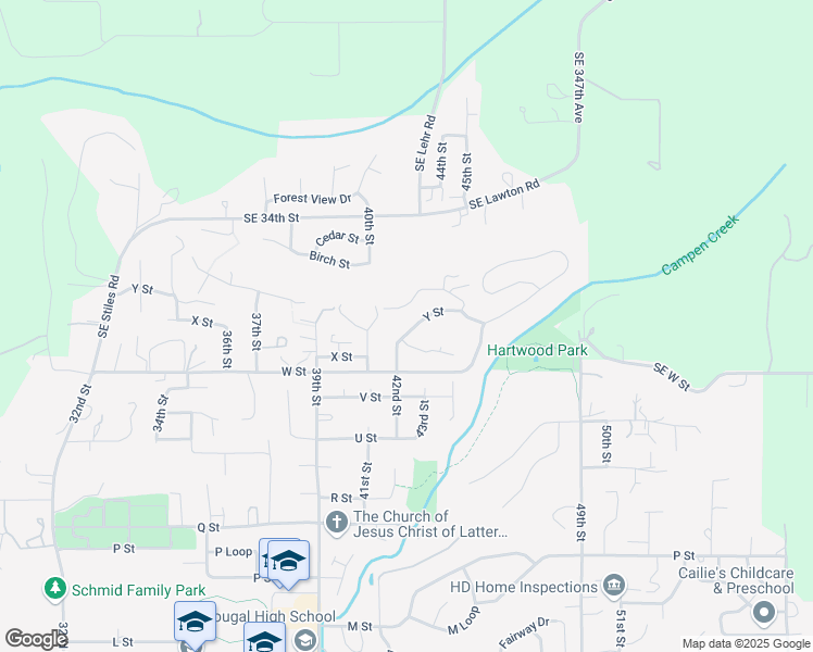 map of restaurants, bars, coffee shops, grocery stores, and more near 4225 Y Street in Washougal