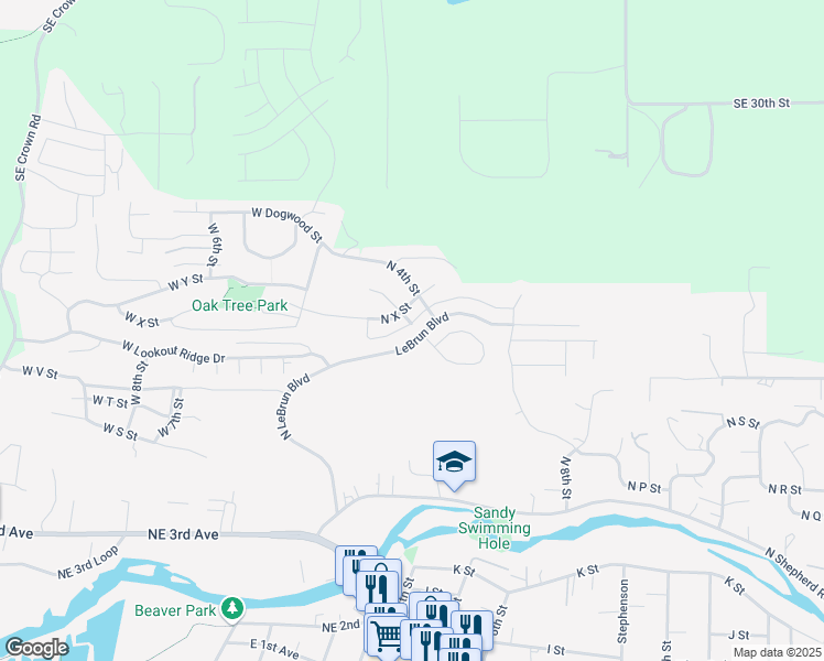 map of restaurants, bars, coffee shops, grocery stores, and more near 290 Stonegate Drive in Washougal