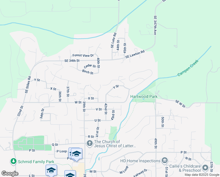 map of restaurants, bars, coffee shops, grocery stores, and more near 4225 Y Street in Washougal