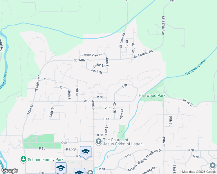map of restaurants, bars, coffee shops, grocery stores, and more near 4140 Z Street in Washougal