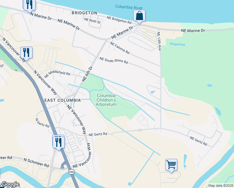 map of restaurants, bars, coffee shops, grocery stores, and more near 738 Northeast Meadow Drive in Portland