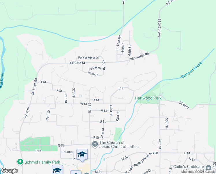 map of restaurants, bars, coffee shops, grocery stores, and more near 4160 Z Street in Washougal