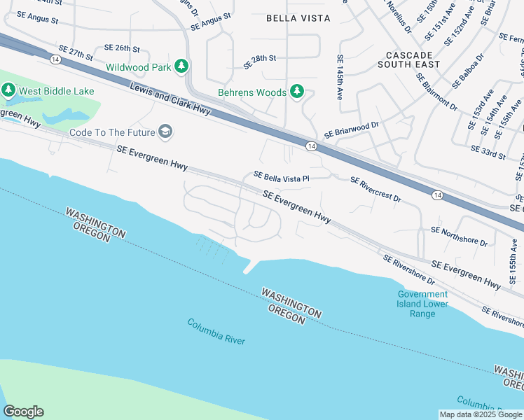 map of restaurants, bars, coffee shops, grocery stores, and more near 14021 Southeast 35th Street in Vancouver