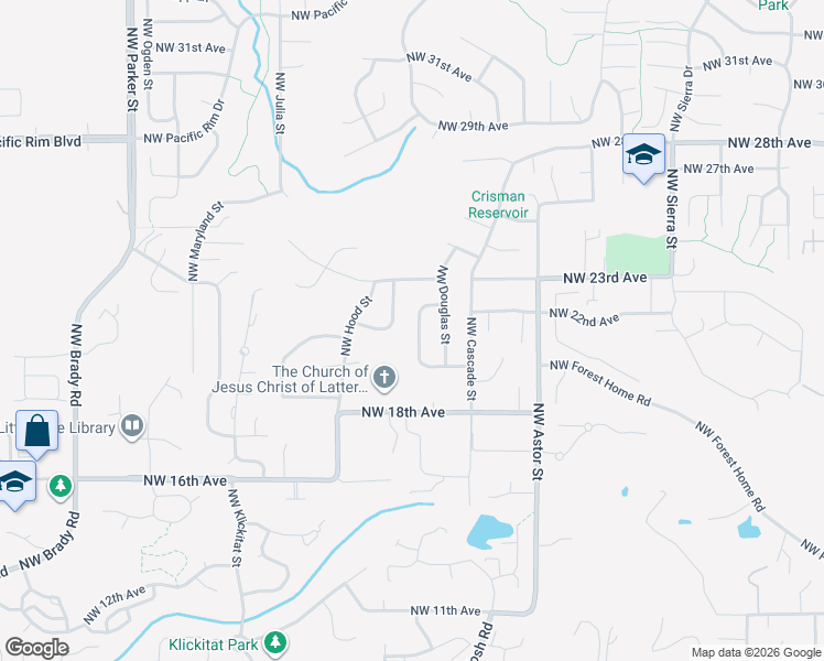 map of restaurants, bars, coffee shops, grocery stores, and more near 2012 Northwest Douglas Loop in Camas