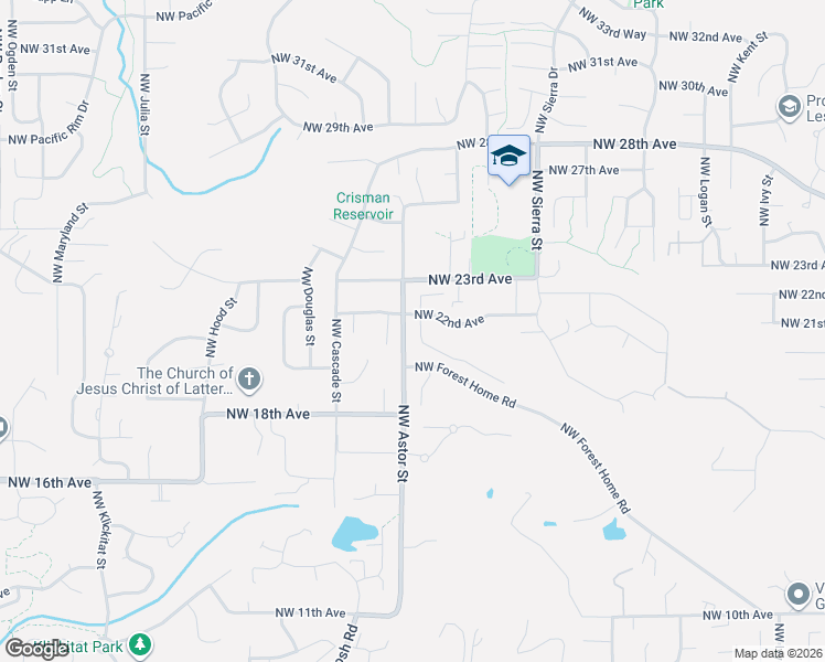 map of restaurants, bars, coffee shops, grocery stores, and more near 2111 Northwest Willow Drive in Camas