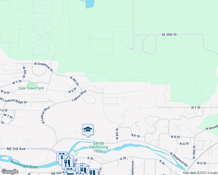 map of restaurants, bars, coffee shops, grocery stores, and more near 2320 North 6th Street in Washougal