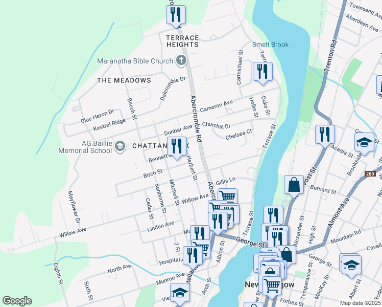 map of restaurants, bars, coffee shops, grocery stores, and more near 312 Victoria Avenue in New Glasgow
