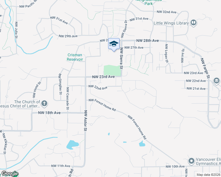 map of restaurants, bars, coffee shops, grocery stores, and more near 2144 Northwest 22nd Avenue in Camas