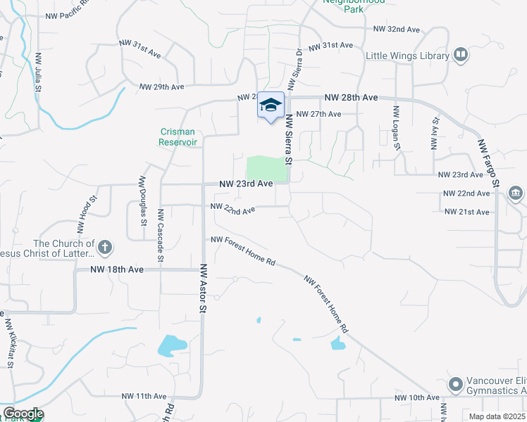 map of restaurants, bars, coffee shops, grocery stores, and more near 2144 Northwest 22nd Avenue in Camas