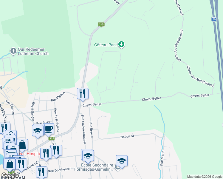 map of restaurants, bars, coffee shops, grocery stores, and more near 18 Chemin des Cerfs in L'Ange-Gardien