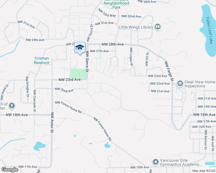 map of restaurants, bars, coffee shops, grocery stores, and more near 1644 Northwest Rolling Hills Drive in Camas