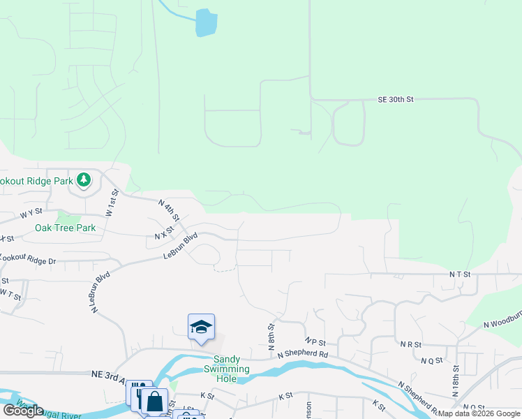 map of restaurants, bars, coffee shops, grocery stores, and more near 2340 North 6th Street in Washougal