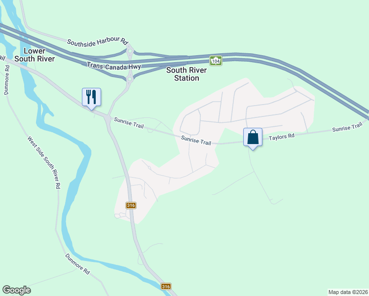 map of restaurants, bars, coffee shops, grocery stores, and more near 10 Pine Ridge Road in Antigonish