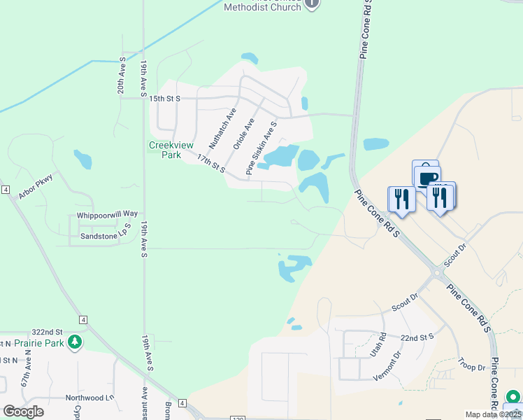 map of restaurants, bars, coffee shops, grocery stores, and more near 1204 17th Street South in Sartell