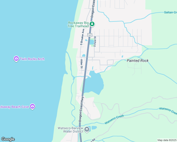 map of restaurants, bars, coffee shops, grocery stores, and more near 19045 Vincent Lane in Rockaway Beach